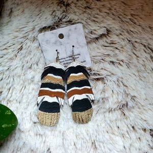 Hand painted genuine leather feather earrings